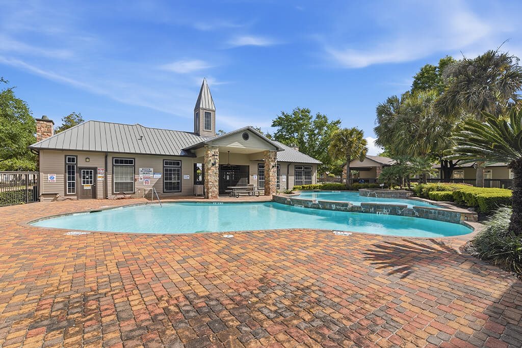 Outdoor pool at Almeda Park Apartments in Houston TX
